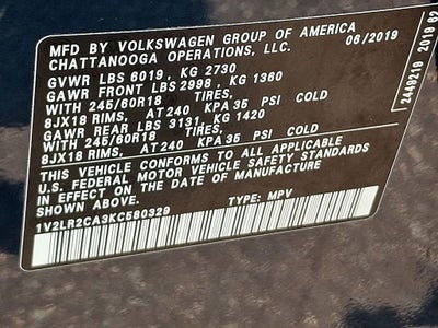 2019 Volkswagen Atlas 3.6L V6 SE 4Motion