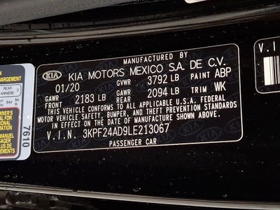 2020 Kia Forte LXS